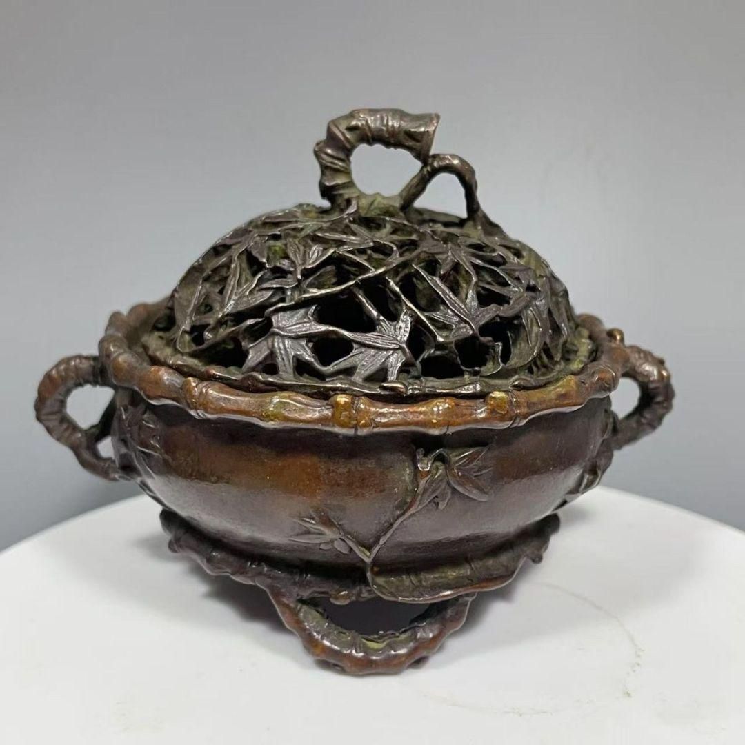 銅 細工 透かし彫り蓮華香炉 室内アロマ炉 茶道具 香道具 装飾品 工芸品 置物 銅細工 蓮華小香炉 香道具 装飾品 工芸品 美術品 置物 - メルカリ