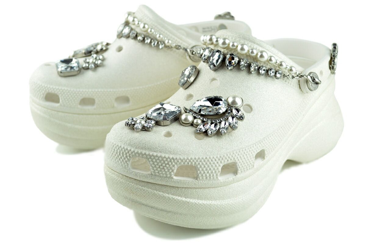 クロックス ベイ ウェディング グリッター クロッグ ホワイト crocs BAE WEDDING GLITTER CLOG WHITE 靴 シューズ サンダル ウィメンズ レディース KIN-KAAI_COM