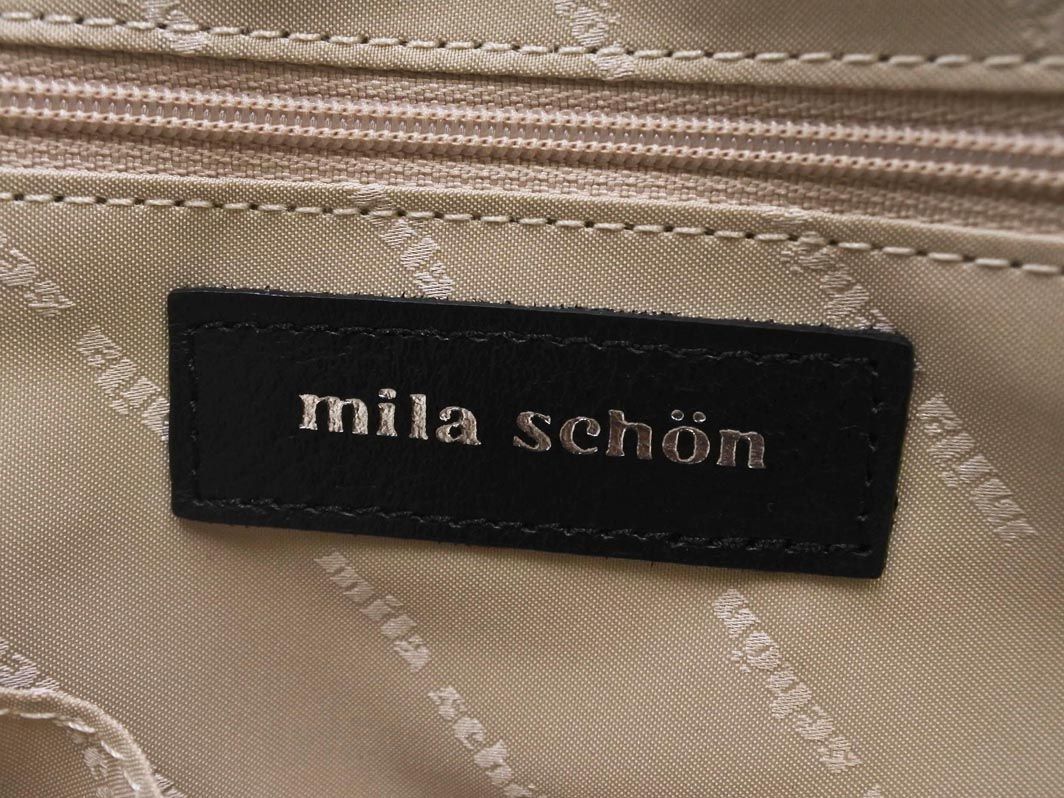 mila schon ミラショーン レザー トート バッグ 黒 ■■ レディース