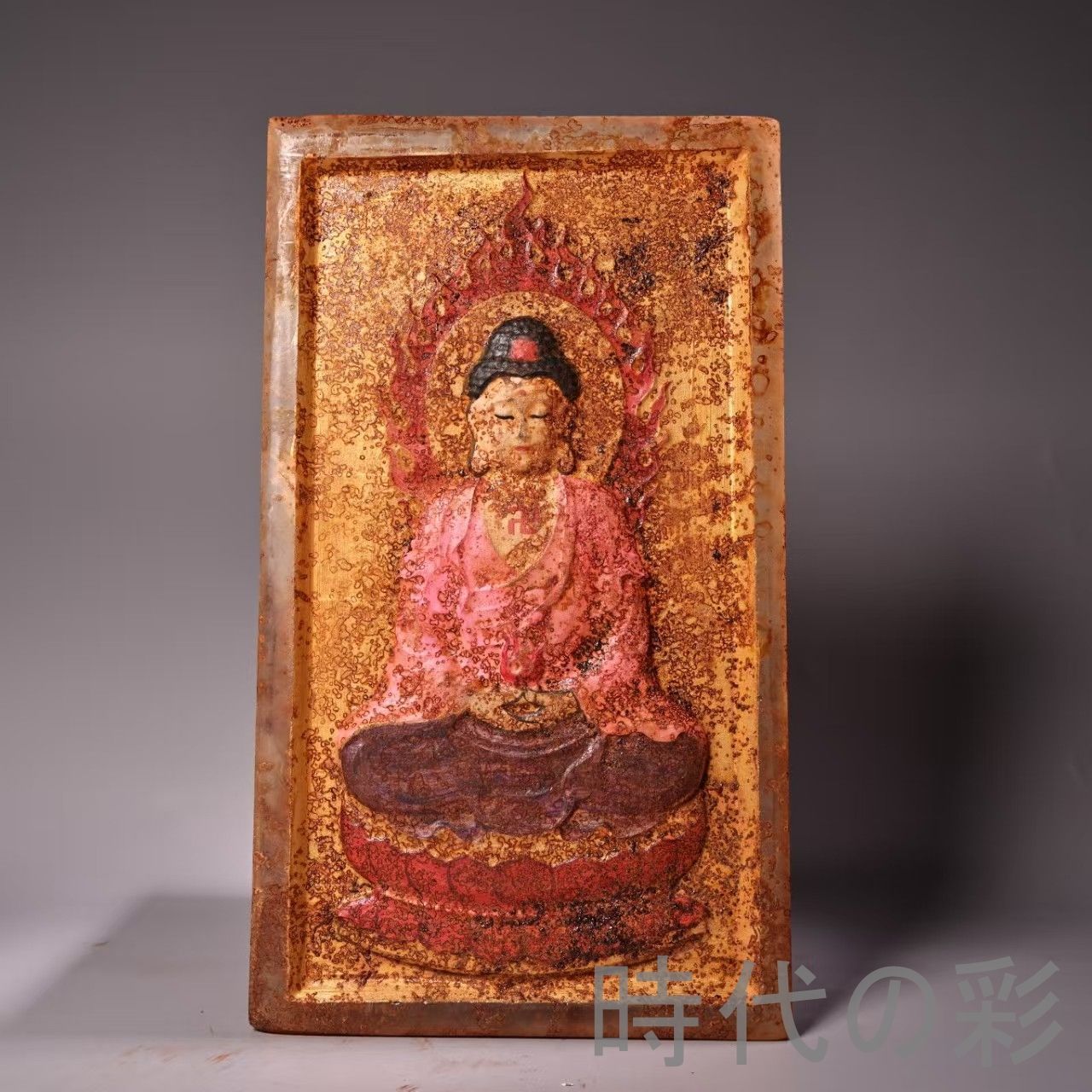 中国古美術 清代 水晶 高浮雕 唐カ 仏教絵画 重厚彫工 唐物 細工 古賞物 置物 時代物 収集 古美味 旧家蔵出 R07100320