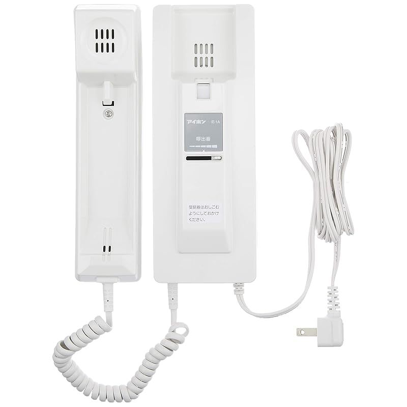 アイホン ワンタッチ ドアホン 受話器式 親機と子機セット 電話型同時通話方式 壁取り付け型 白 IE-1A 1