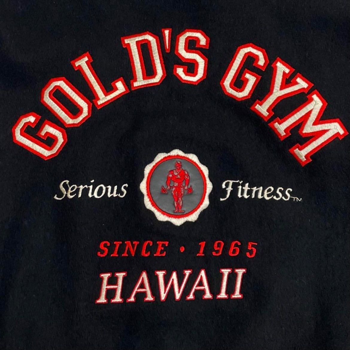 GOLD'S GYM ゴールドジム USA製 スタジャン レザー切替 ワッペン GOLD'S GYM ゴールドジム USA製 スタジャン レザー切替 ワッペン