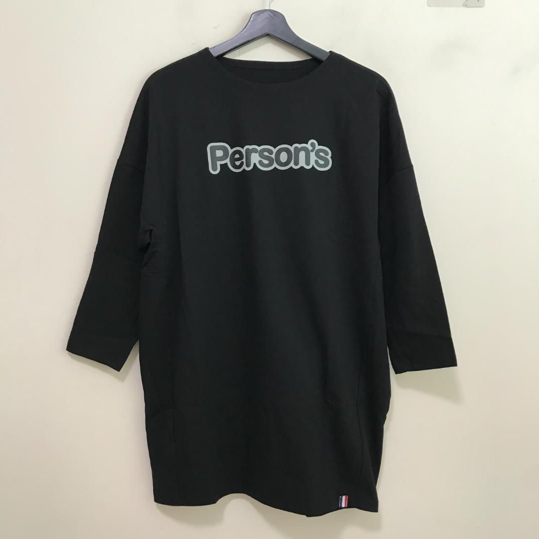 Ｑ5129 PERSONSパーソンズ ロゴチュニックTシャツ ブラック S