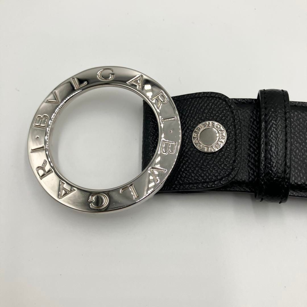 超 ブルガリ ベルト サークルロゴ ビーゼロワン レザー ブラック