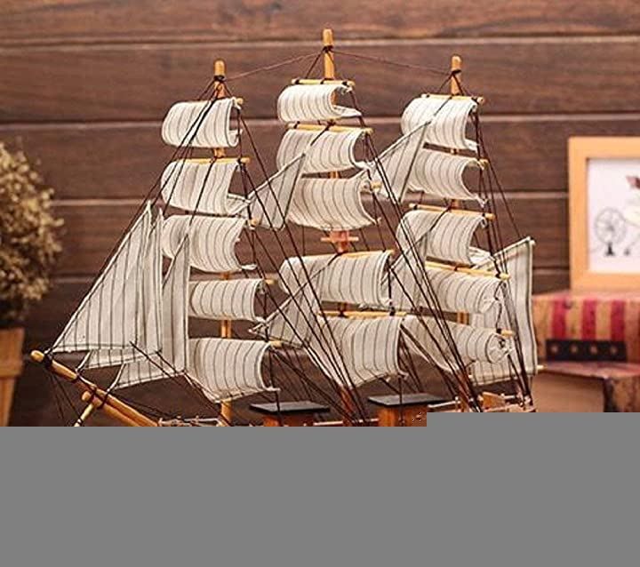 木製帆船モデル 約30cm 置物 オブジェ 30cm 帆船モデル モデルボート 海賊船 帆船模型