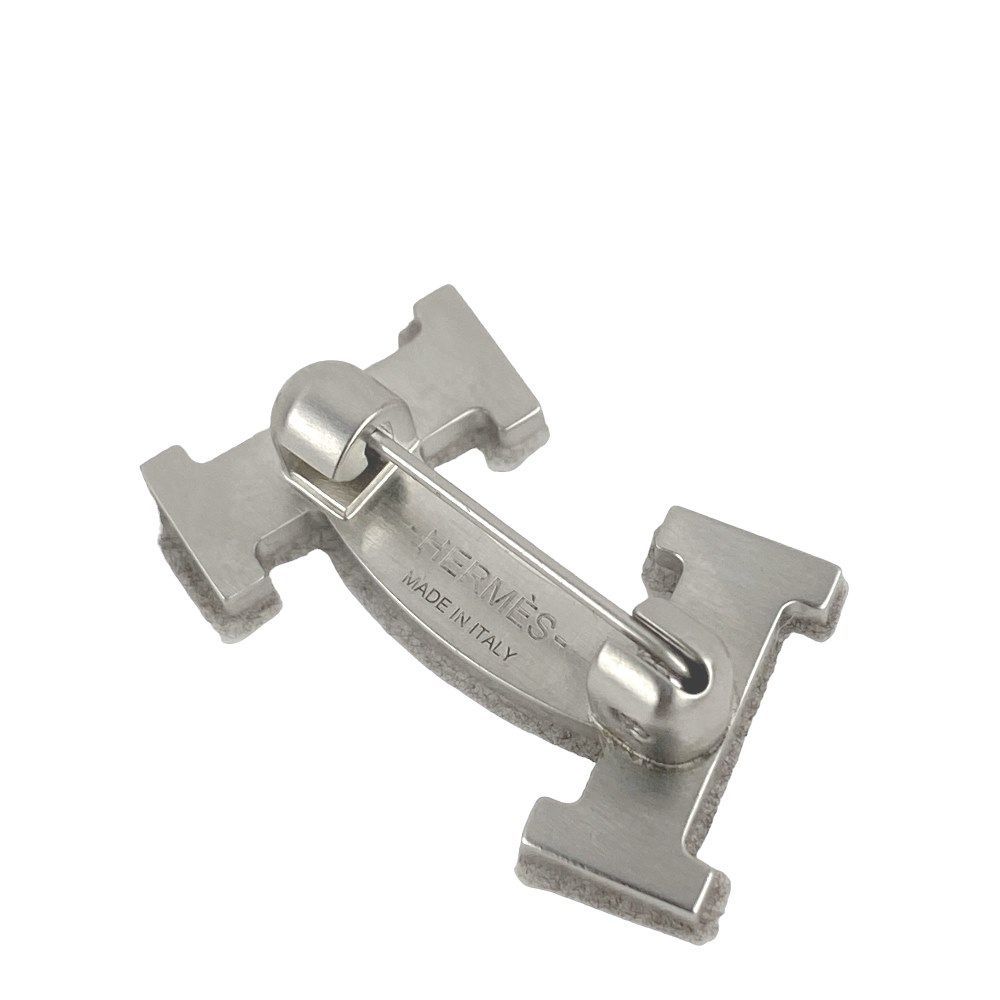 エルメス HERMES Hスマイル ピン ブローチ ステンレススチール