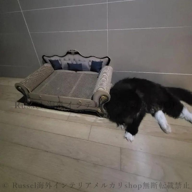  爪とぎ猫ベッド 木製 ペットソファ ペットベッド おしゃれ エレガント かわいい ねこ 爪研ぎ アンティーク風 インテリア 4-7 爪とぎ 猫用品