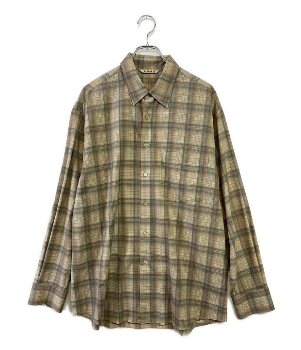 22ss AURALEE SUPER LIGHT WOOL CHECK SHIRTS スーパーライトウールチェックシャツ サイズ4 ベージュ オーラリー