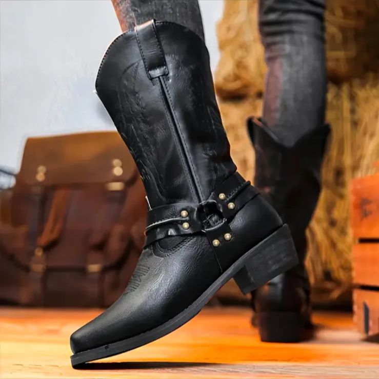 ウェスタン カウボーイ ブーツ 男性用 ウェスタン スクエアトゥ カウボーイブーツ レトロ レザー 刺繍 カジュアル チャンキーヒー IJGE]  ウエスタンブーツ ロング ポインテッドトゥ メンズ ローヒール 刺繍 チェルシーブーツ 秋 冬 大きいサイズ 騎士 エ ロングブーツ ... ウェスタン カウボーイ ブーツ 男性用 ウェスタン スクエアトゥ カウボーイブーツ レトロ レザー 刺繍 カジュアル チャンキーヒー