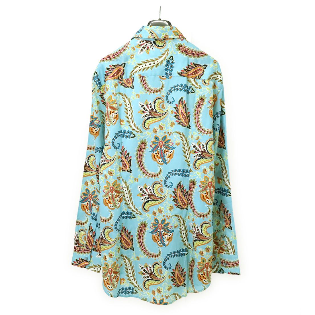 ETRO エトロ Yシャツ ワイシャツ 長袖シャツ ペイズリー柄 総柄 コットン 綿 ライトブルー 水色 マルチカラー 43 アウトレット品