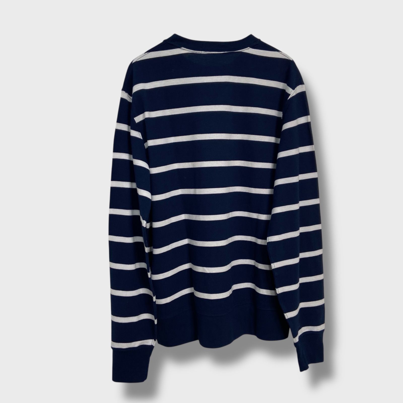 美品　ラルフローレン　ポロベア　ボーダー柄ロンT 鹿の子地ロンT ネイビー ☆POLO RALPHLAUREN☆ポロラルフローレン☆ポロベア☆ボーダー柄