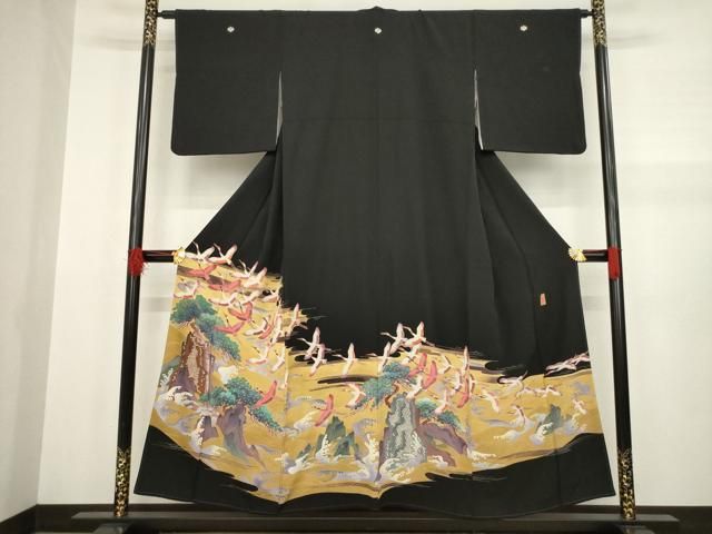 平和屋着物●本加賀友禅作家 中町博志 黒留袖 飛鶴風景文 正絹 AABA8257ck