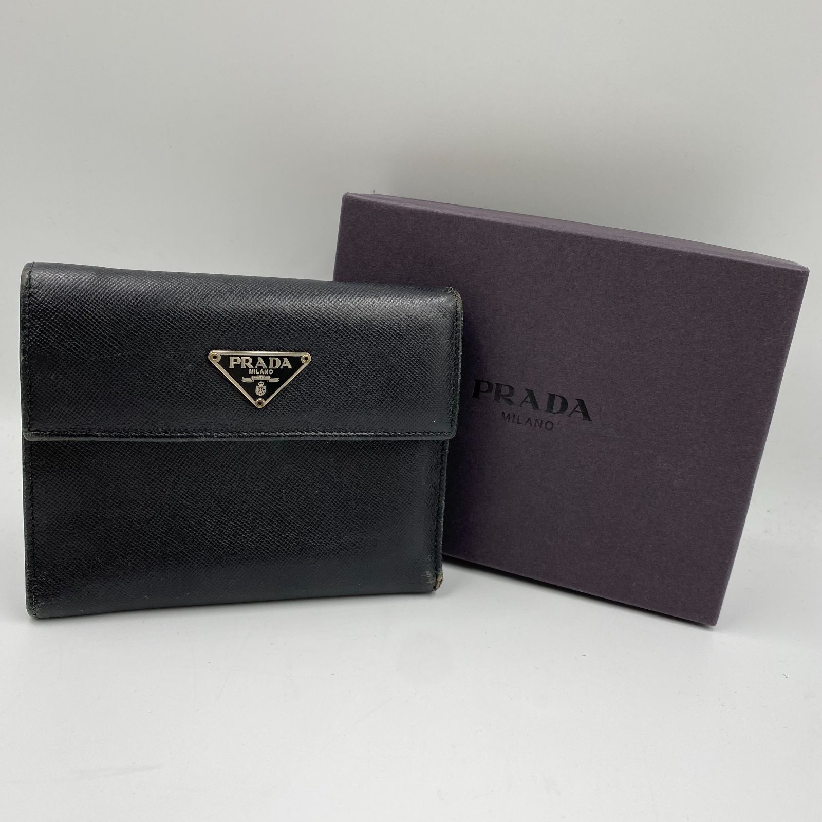 PRADA サファイアーノ 三つ折り財布 M171A NERO P.TA FOGLIO IN