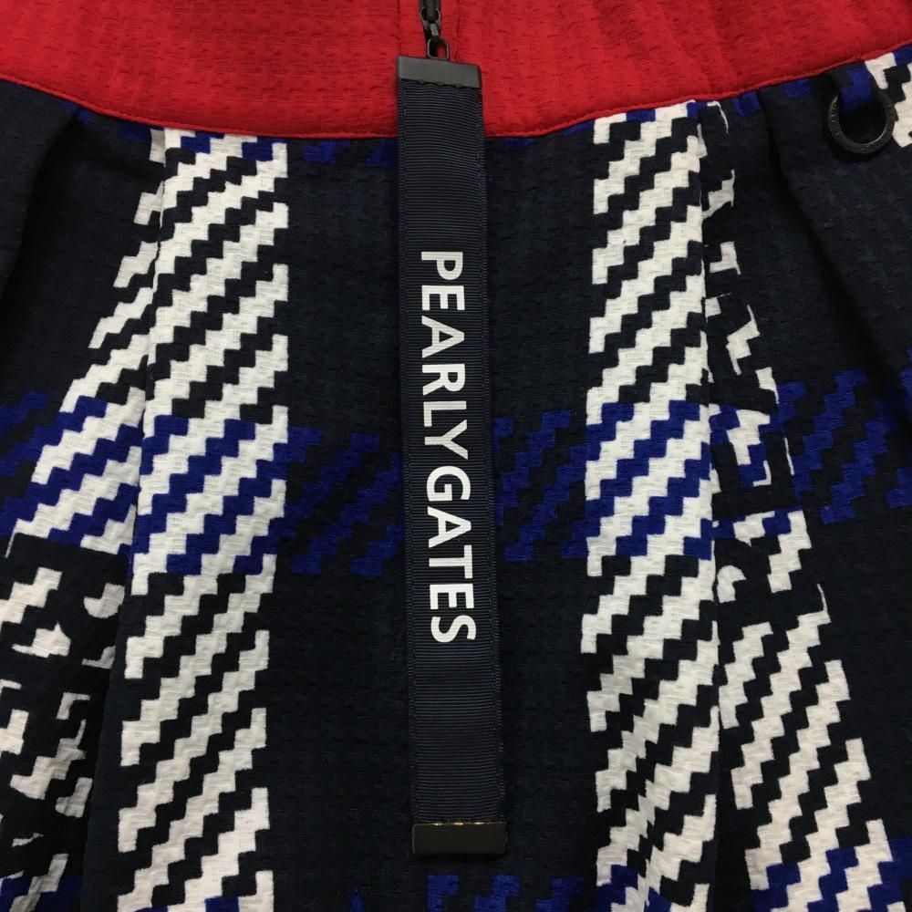 超美品】パーリーゲイツ スカート ネイビー×白×ブルー 総柄 ウエスト