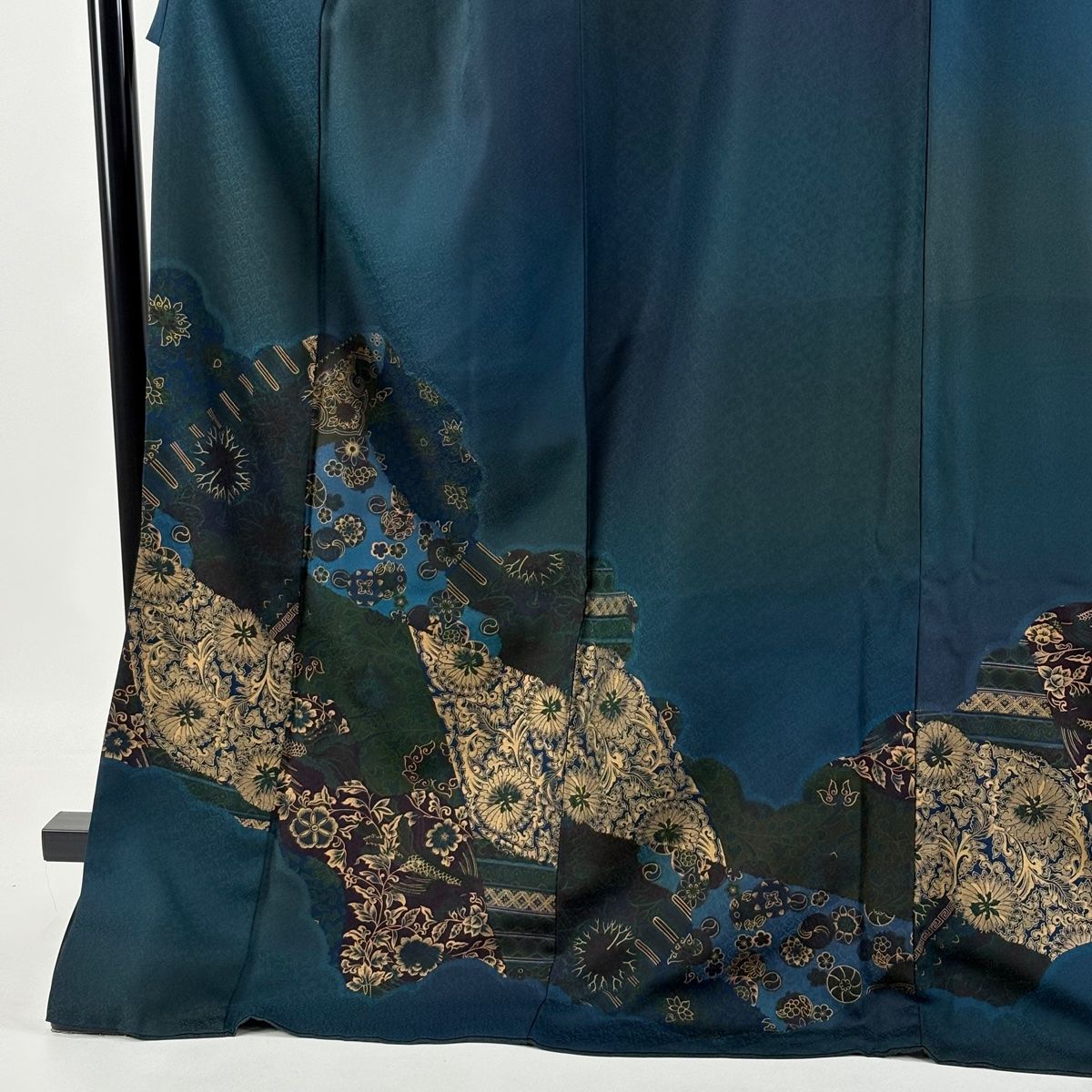 訪問着フルセット 辻が花 作家もの 着物 正絹 銀通し 濃い青色 新品 未