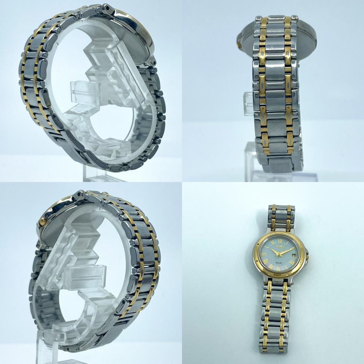 稼働/美品】セイコー 腕時計 V182-0020 ソーラー レディースウォッチ  