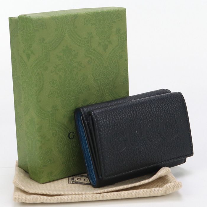 GUCCI グッチ ミニ ウォレット グッチ ロゴ 736151 三折財布 レザー  