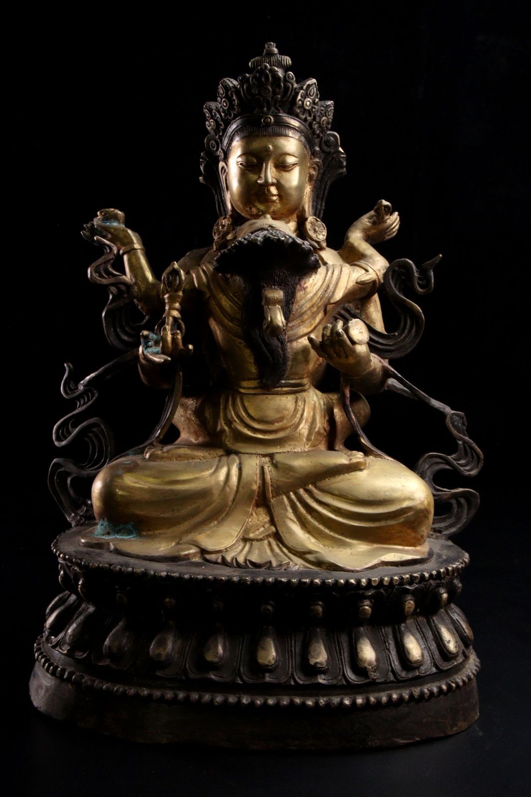 仏教美術 銅製 歓喜仏 37cm 6930g チベット仏教 仏像唐物骨董 楾