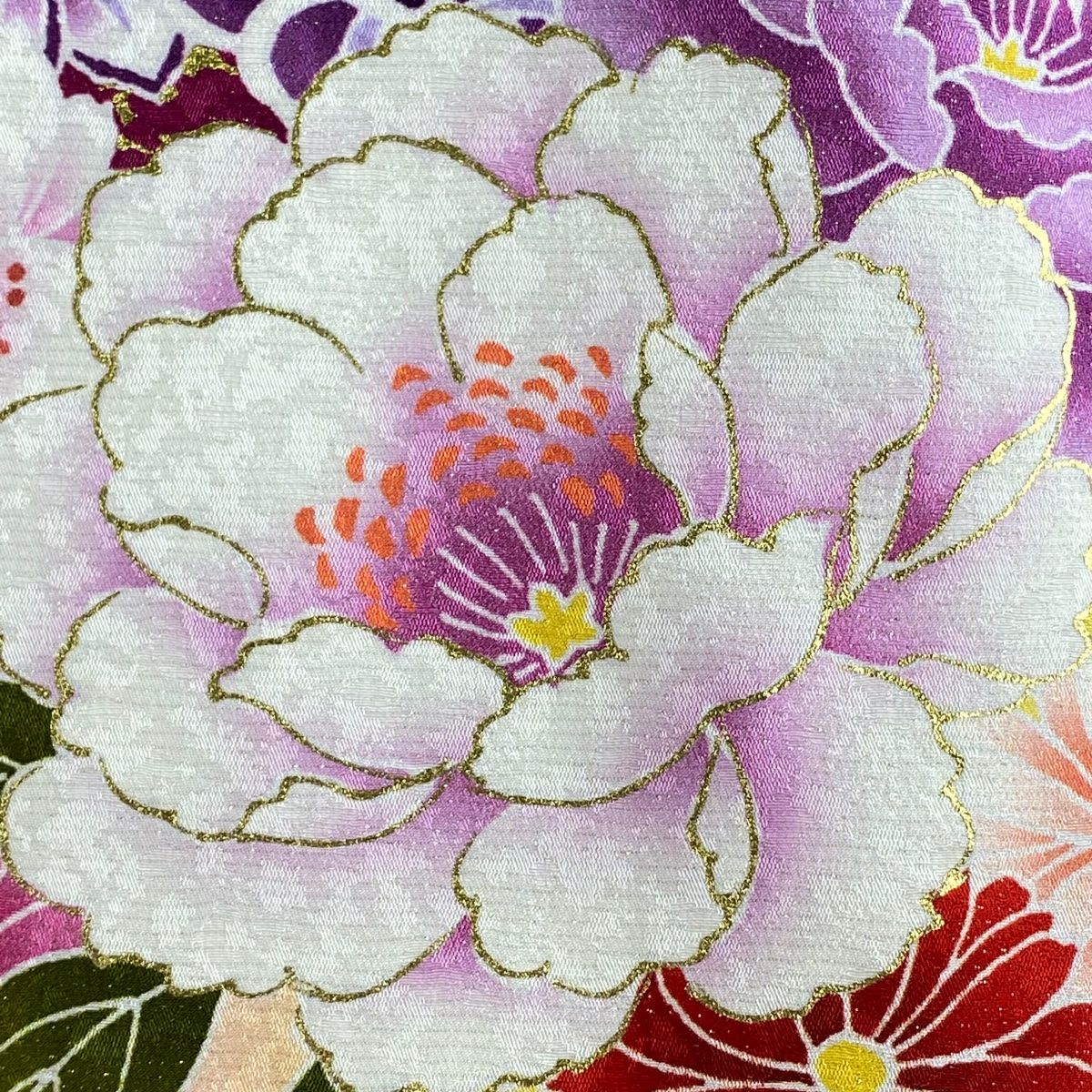 振袖 身丈158cm 裄丈64.5cm M 袷 草花 金彩 染め分け えんじ色 正絹 美品 秀品 中古 振袖 身丈158cm 裄丈64.5cm M 袷 花丸文 蝶 金糸 金彩 山吹色