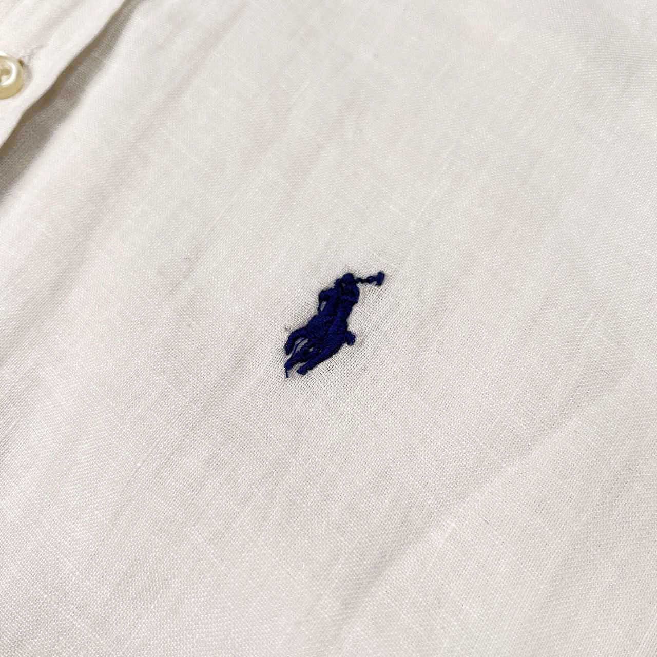 POLO RALPH LAUREN ホワイト長袖　麻100%シャツ ローレン ラルフ ローレン LAUREN RALPH LAUREN リネン シャツ