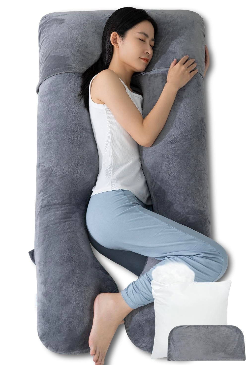 楽天市場正規販売店にて購入】HUGMOTTI U字型抱き枕 エレガントグレー