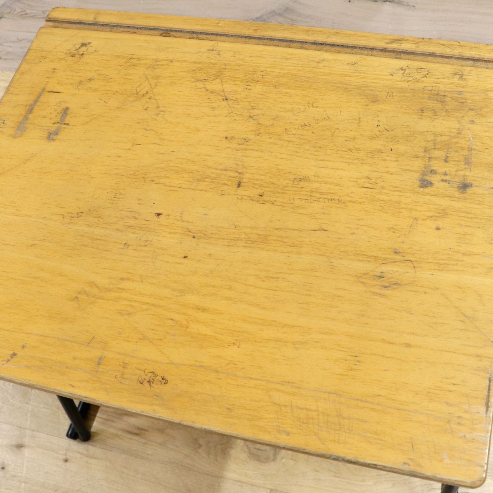 GMIS215C 西洋 イギリス スクールデスク ナチュラル ヴィンテージ 学校机 勉強机 パソコンデスク 簡易テーブル インダストリアル 什器 MARWIL-DEMENAGEMENTS_CH