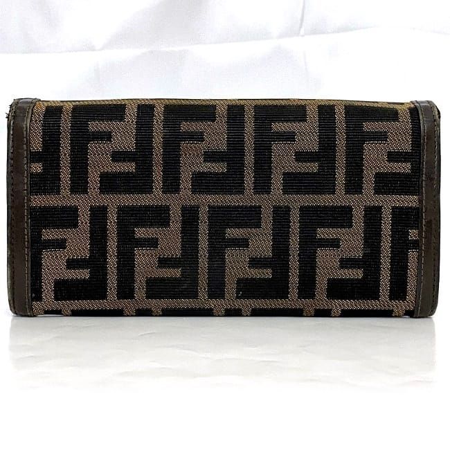 FENDI フェンディ 長財布 ブラウン ズッカ柄 二つ折り FENDI フェンディ 長財布 ズッカ柄 キャンバス×レザー ブラウン