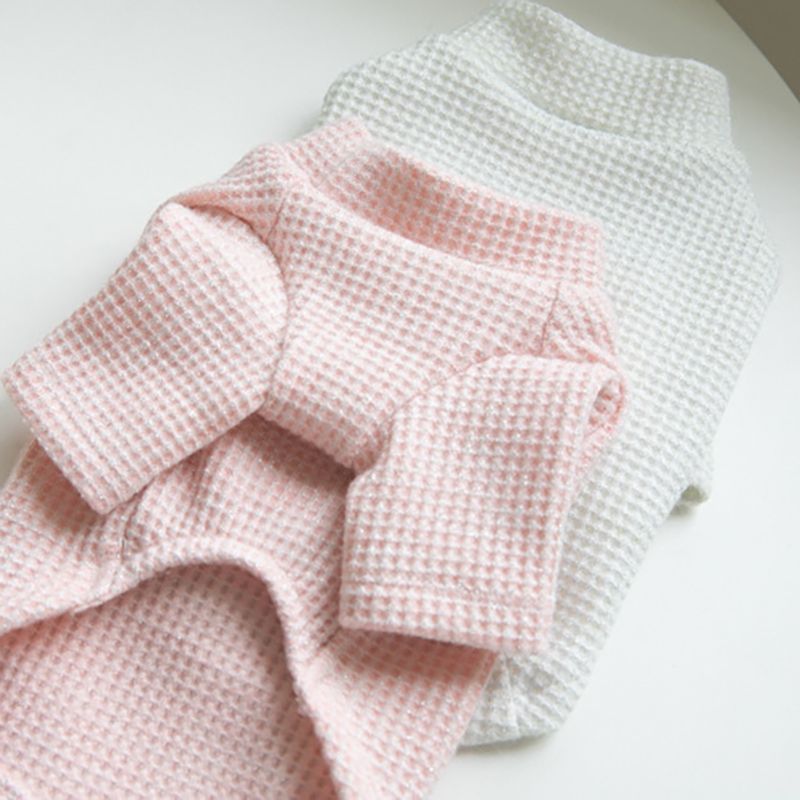 【クリアランスセール！】最終価格！送料込【犬服】ワッフル ラメ入り 長袖 ハイネックシャツ