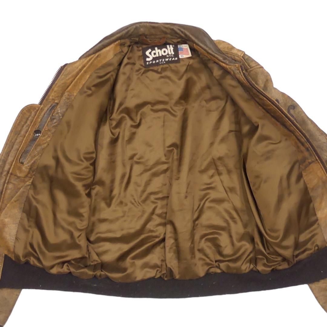 希少✨schott フライトジャケット　G-1 ブラウン　ボア　38 Schott ショット G-1 レザーフライトジャケット 38 茶 NS400