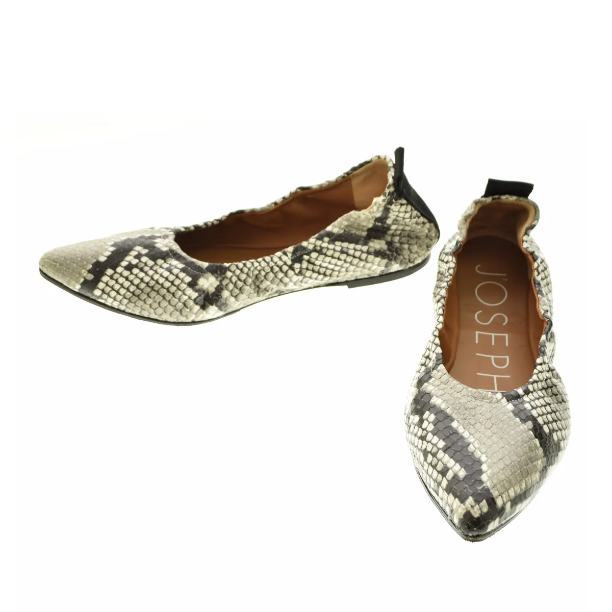 【極美品】JOSEPH ジョゼフ 23.5 パイソンレザーフラットパンプス 極美品】JOSEPH ジョゼフ 23.5 パイソンレザーフラットパンプス