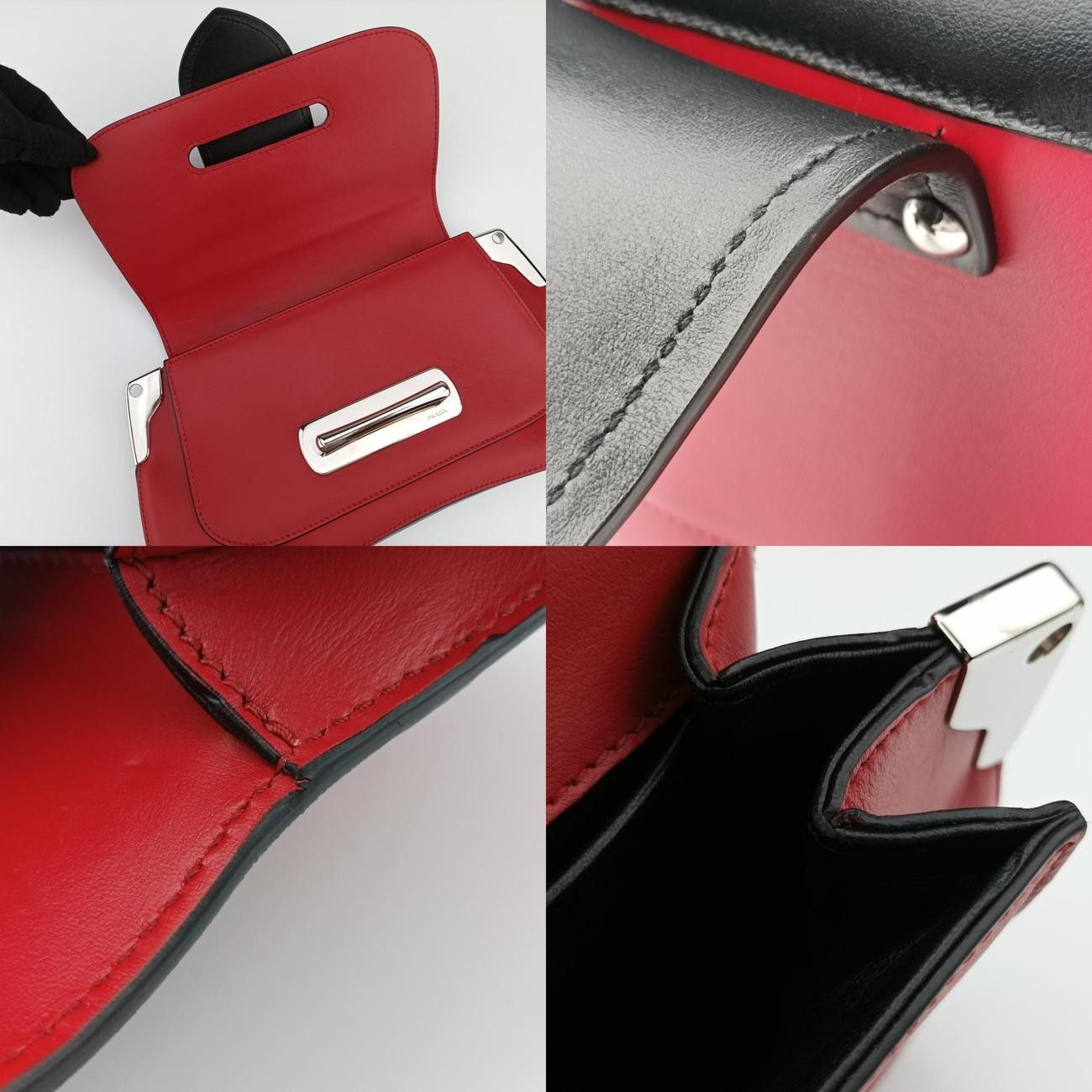 プラダPradaシドニー レッド×ブラック レザー 1BD168 25 B NICORILABO_COM