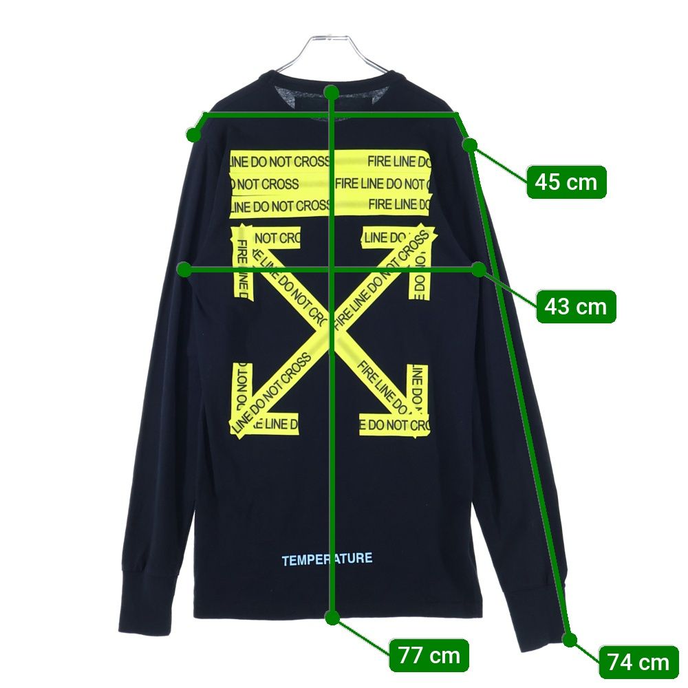 OFF-WHITE オフホワイト テープロゴプリント クルーネック長袖Tシャツカットソー ブラック 七分 長袖カットソー トップス メンズ