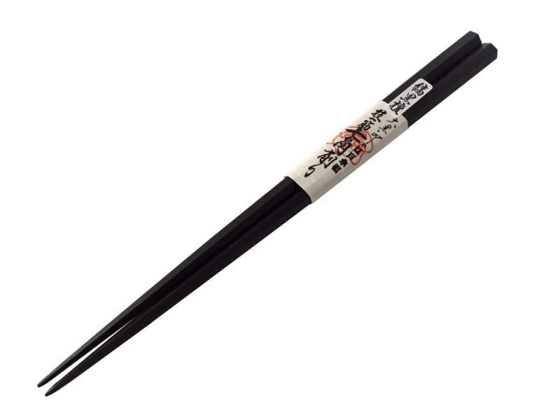 江戸木箸 特選品 縞黒檀 七角削り箸 22cm 桜柄の無料ラッピング付き