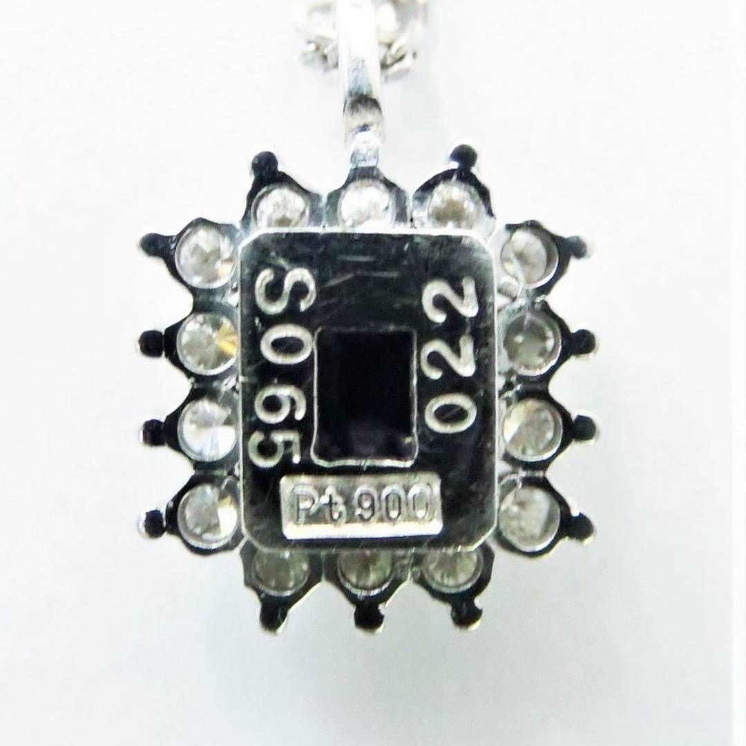 Pt900 Pm850 プラチナ ダイヤ サファイア ペンダント ネックレス 0.65