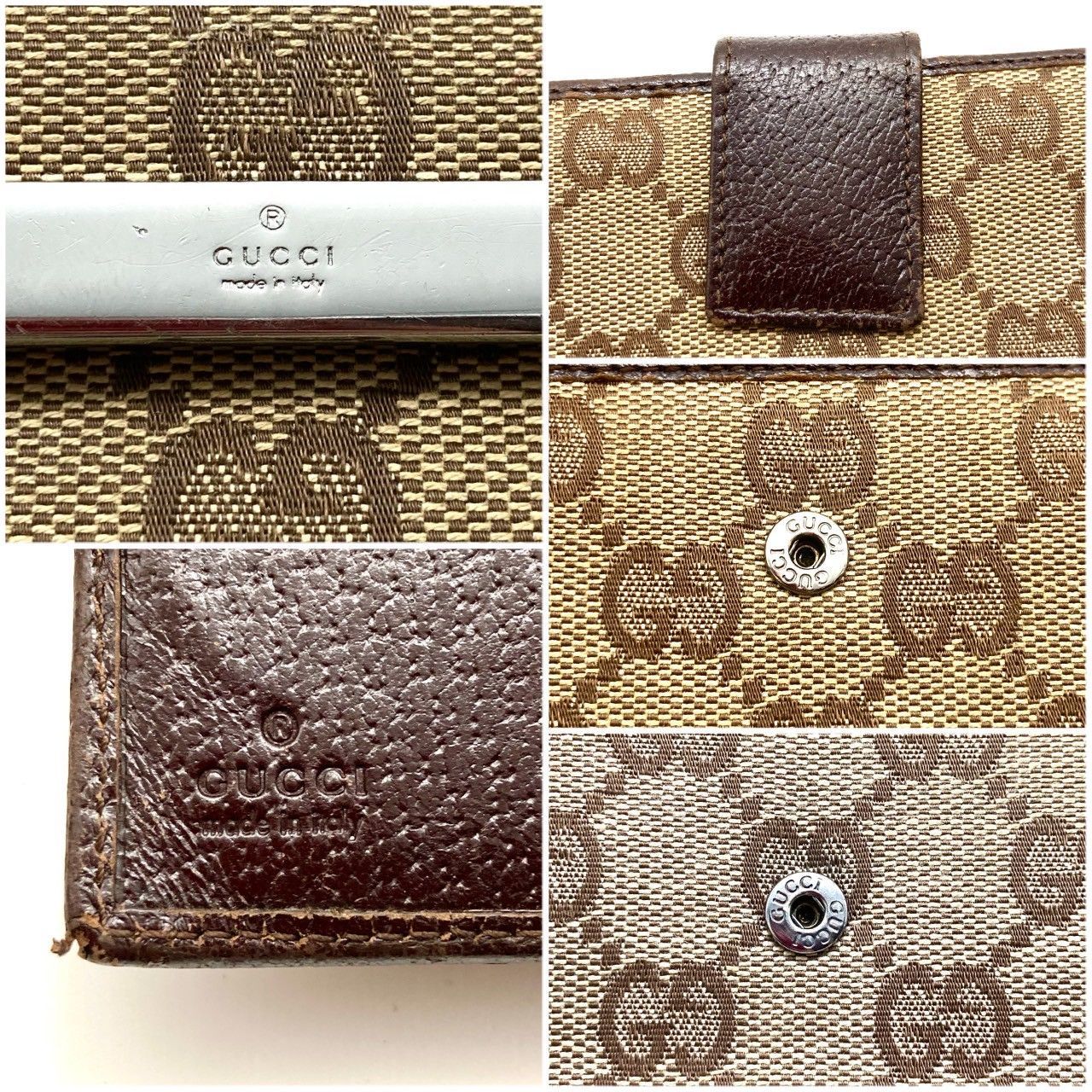 グッチ 二つ折り財布 折り財布 Wホック レザー ベージュ