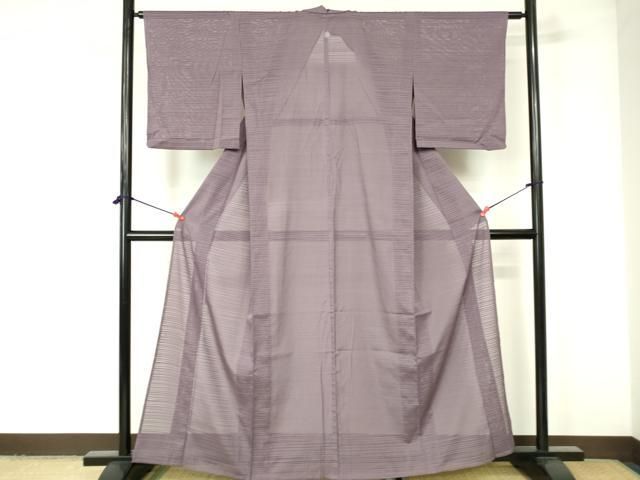 平和屋着物＊夏物 色無地 変わり絽 葡萄鼠色 洗える着物 DAAW0185op 絽