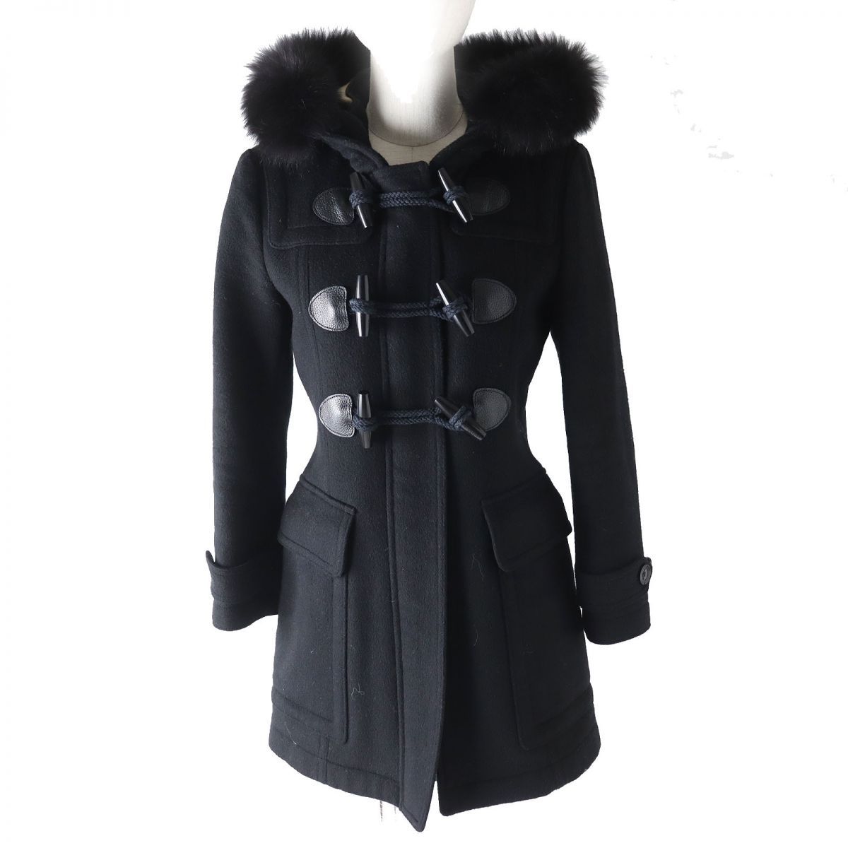 バーバリーブリットダッフルコートフォックス黒42 XL