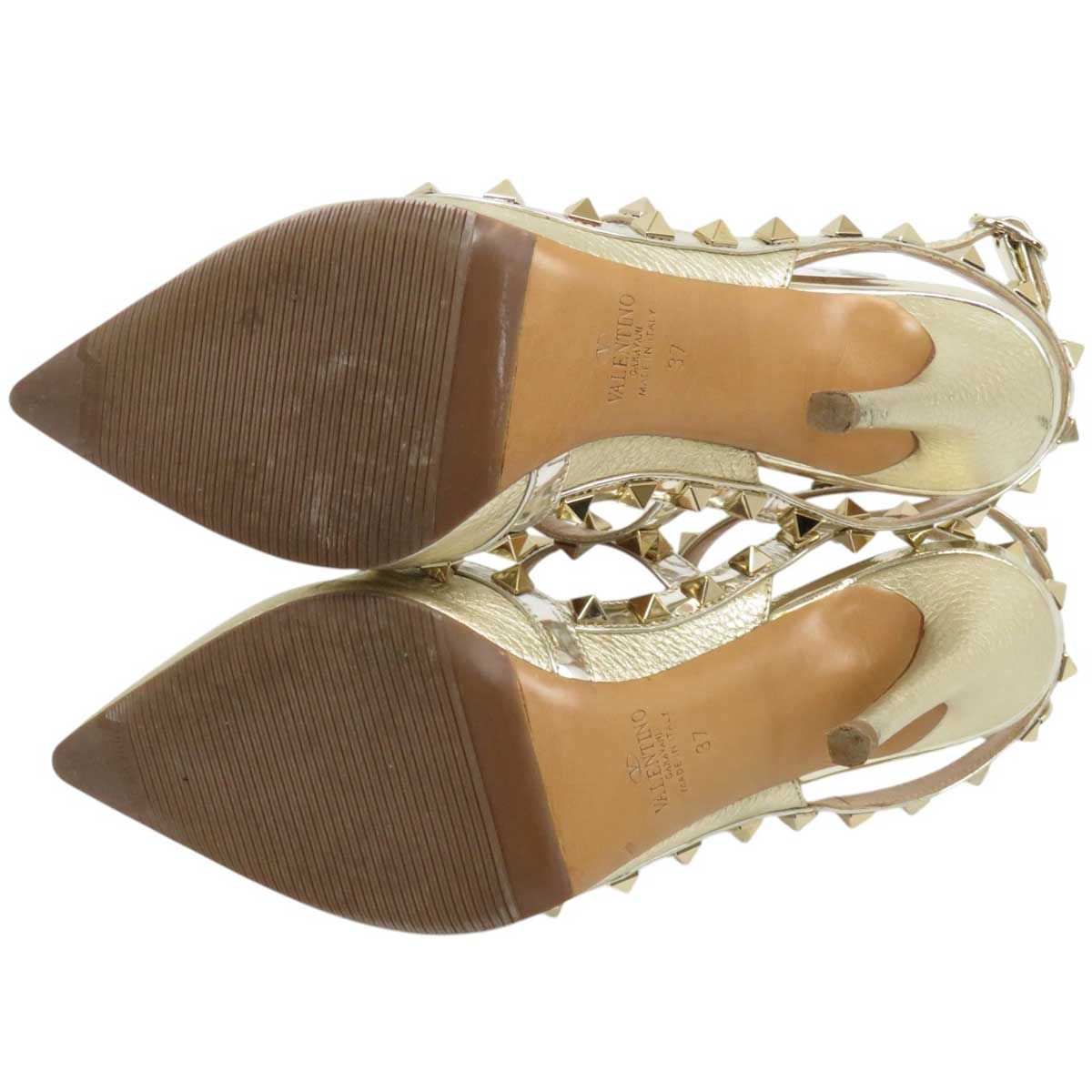 ヴァレンティノ ロックスタッズ ストラップ パンプス 100MM PWOS0393 RGCファブリック メタル レディース ゴールドカラー VALENTINO アパレル 小物 KIN-KAAI_COM