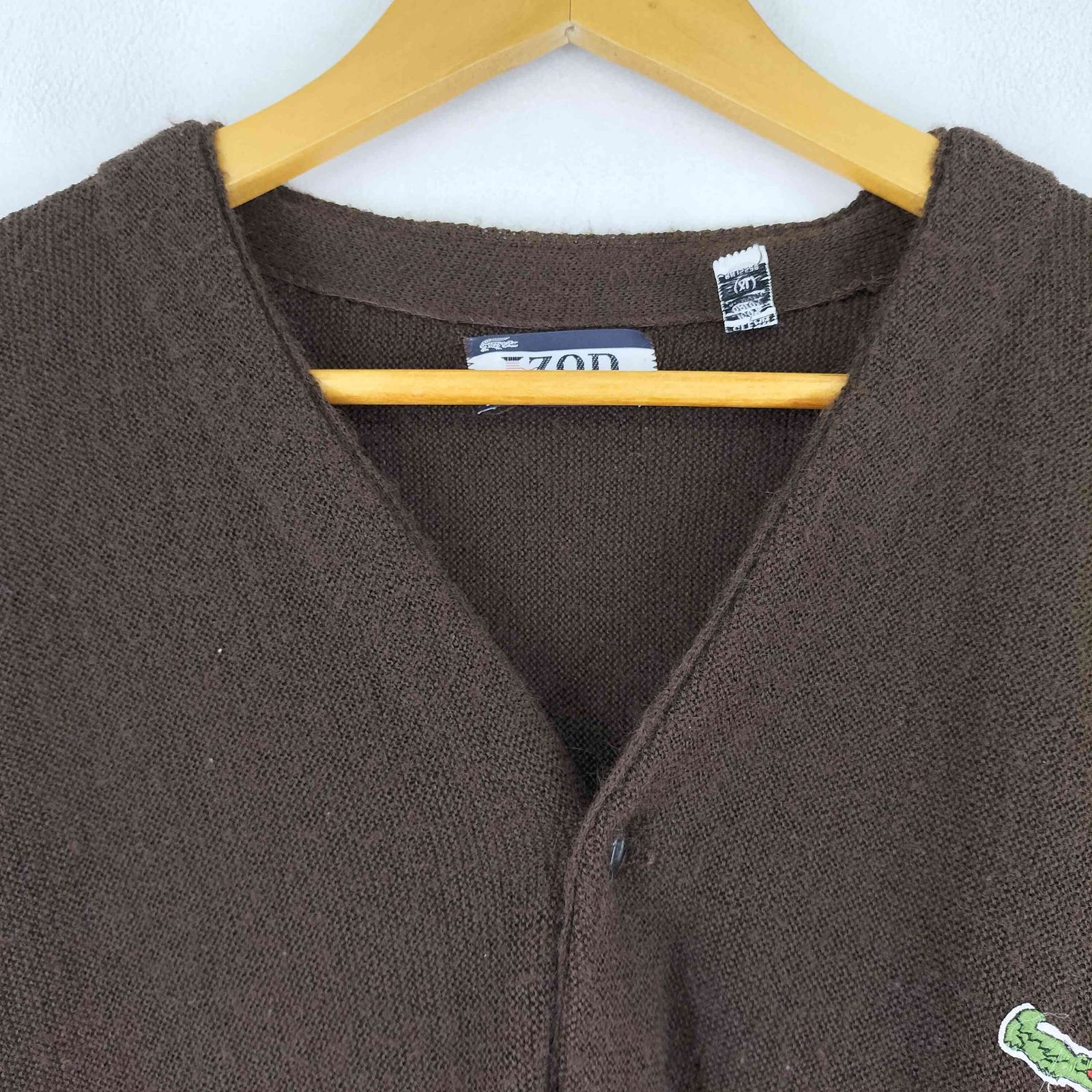 極美品　70年S IZOD LACOSTE アクリルカーディガン バターイエロー 極美品 70年S IZOD LACOSTE アクリルカーディガン バターイエロー