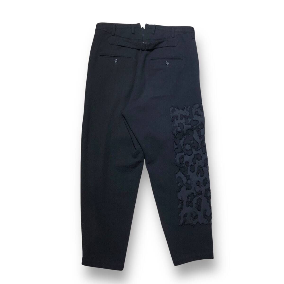 Yohj Yamamoto POUR HOMME LEOPARD Opal PANTS ロングパンツ 3 ブラック ヒョウ柄 HO-S10-534 ヨウジヤマモト