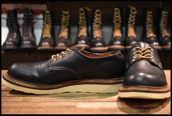 【7.5D 良品 12年】レッドウィング 8002 オックスフォード 黒 ブラック プレーントゥ ローカット 短靴 編み上げ ブーツ redwing HOPESMORE【FH005】
