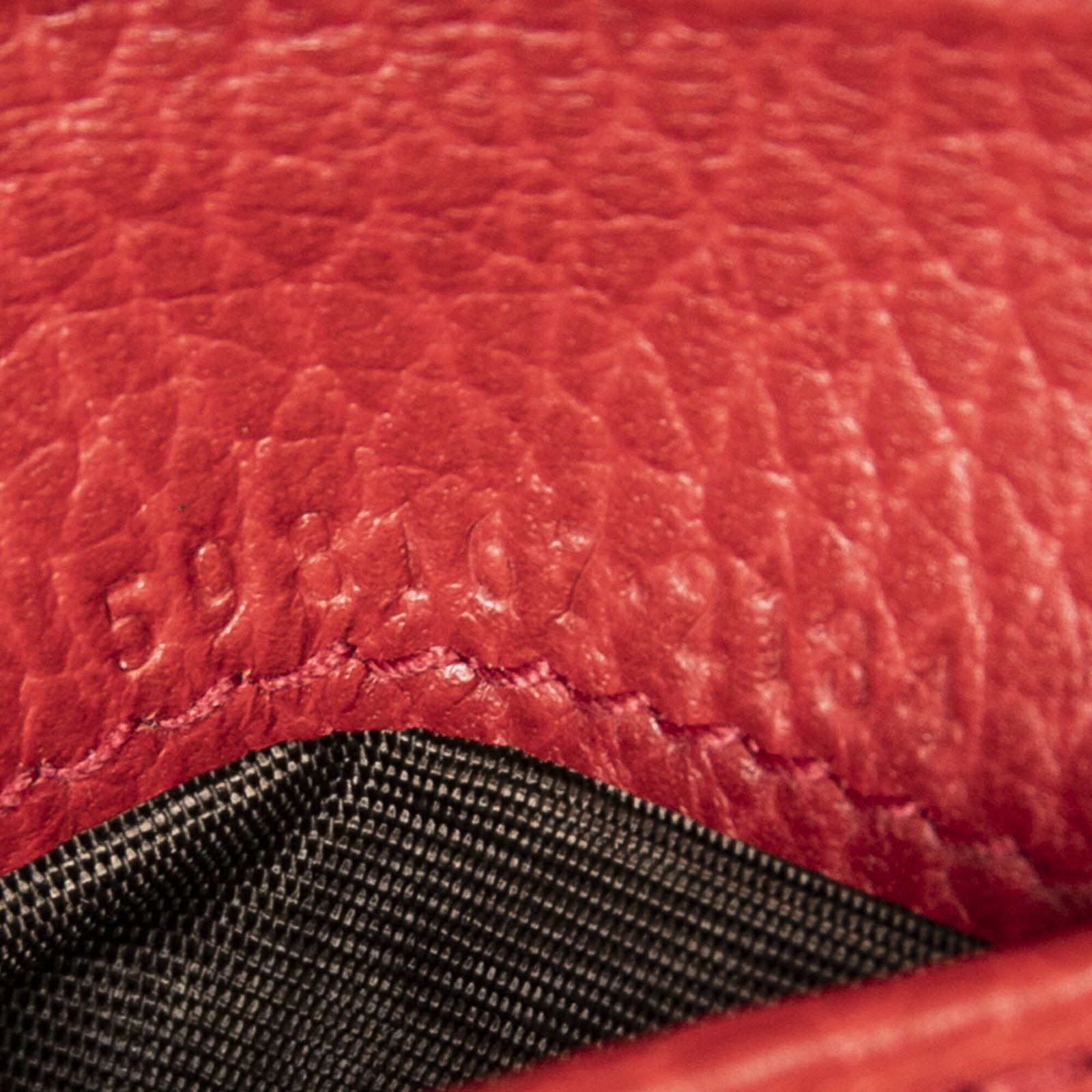 グッチインターロッキングGコンパクトウォレット赤グレインカーフスキンレザーA