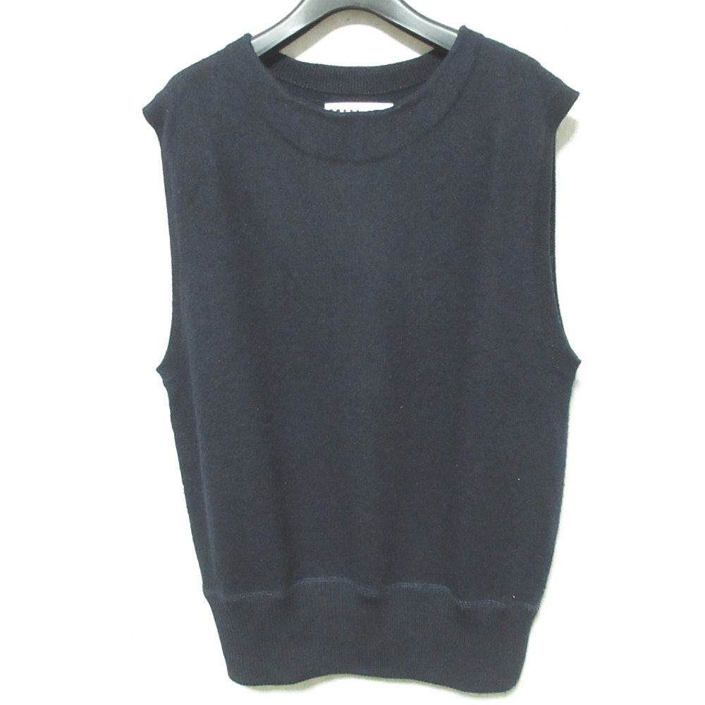 美品 22AW MHL. エムエイチエル マーガレットハウエル フェルト ドライウール ベスト プルオーバー 595-2261502 2 ネイビー  レディース 古着 中古 USED