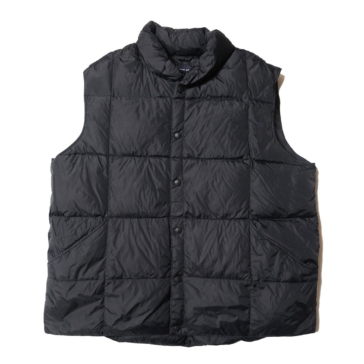 00's ランズエンド 良い ナイロン ダウンベスト 黒 (XL) ブラック