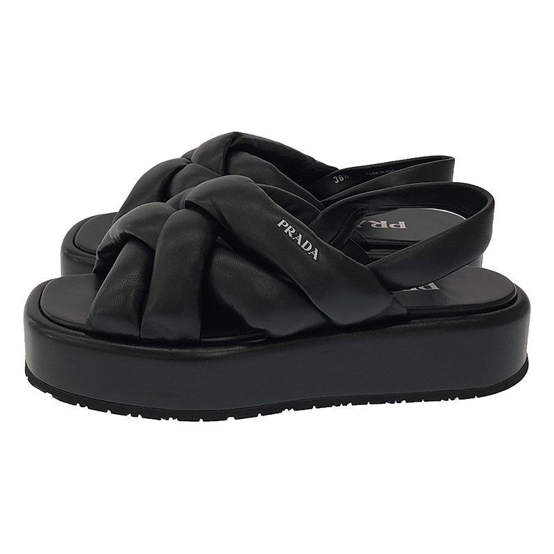 【希少】PRADA ナッパレザー プラットフォーム サンダル 2色 楽天市場】プラダ PRADA パデッド ナッパレザー クリスクロス