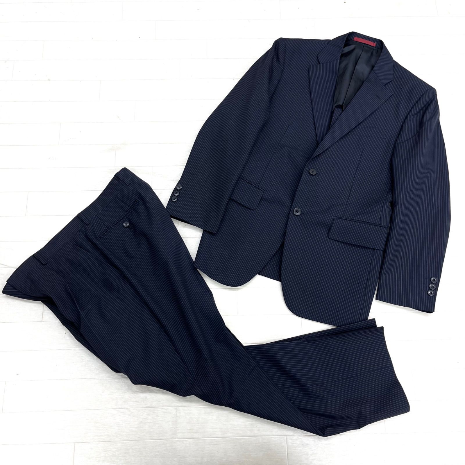 168◎ ① KANSAI YAMAMOTO HOMME スーツ ストライプ ネイビー メンズ 