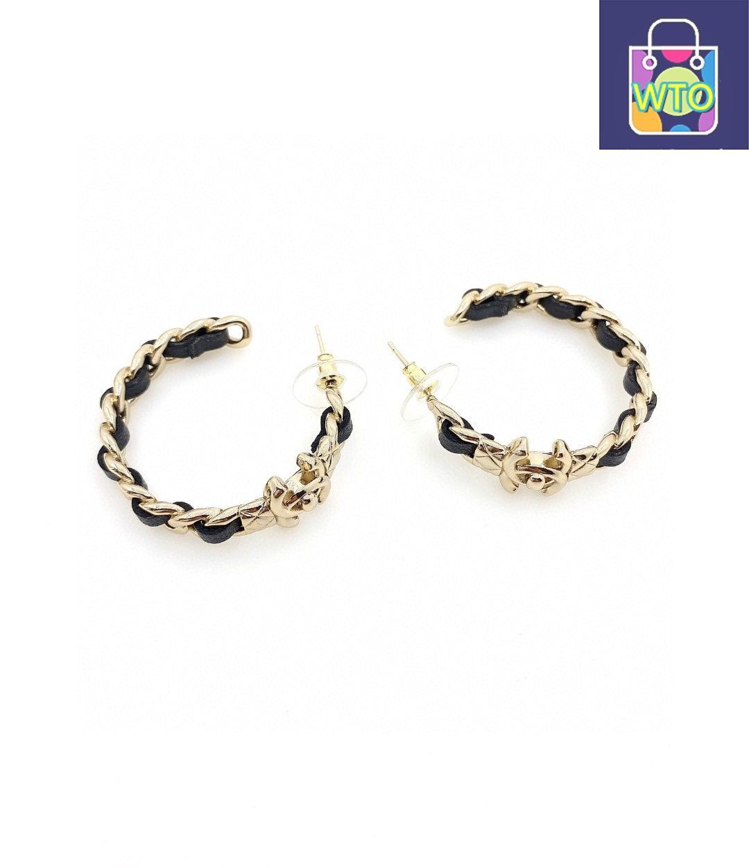 今日 21 新 Chanel ブラックチェーン羊皮 クラシックダブル C イヤリング 在庫 価格