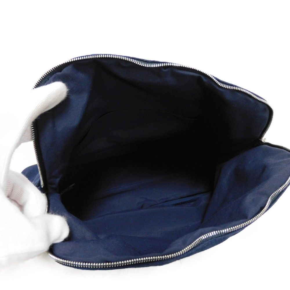 HERMES エルメス ボリード ポーチ 30 GM 旧型 刺繍 ダークブルー