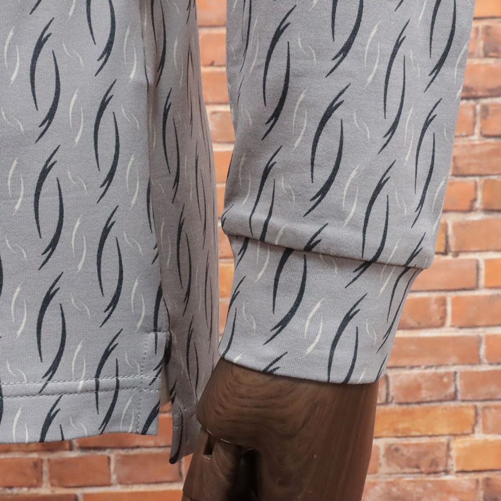 品質100％ 保証！ CHERVO 46サイズ ハーフジップシャツ TULIP 総柄プリント 速乾 快適 機能性 ミドラー カットソー 長袖 ゴルフ グレー md125