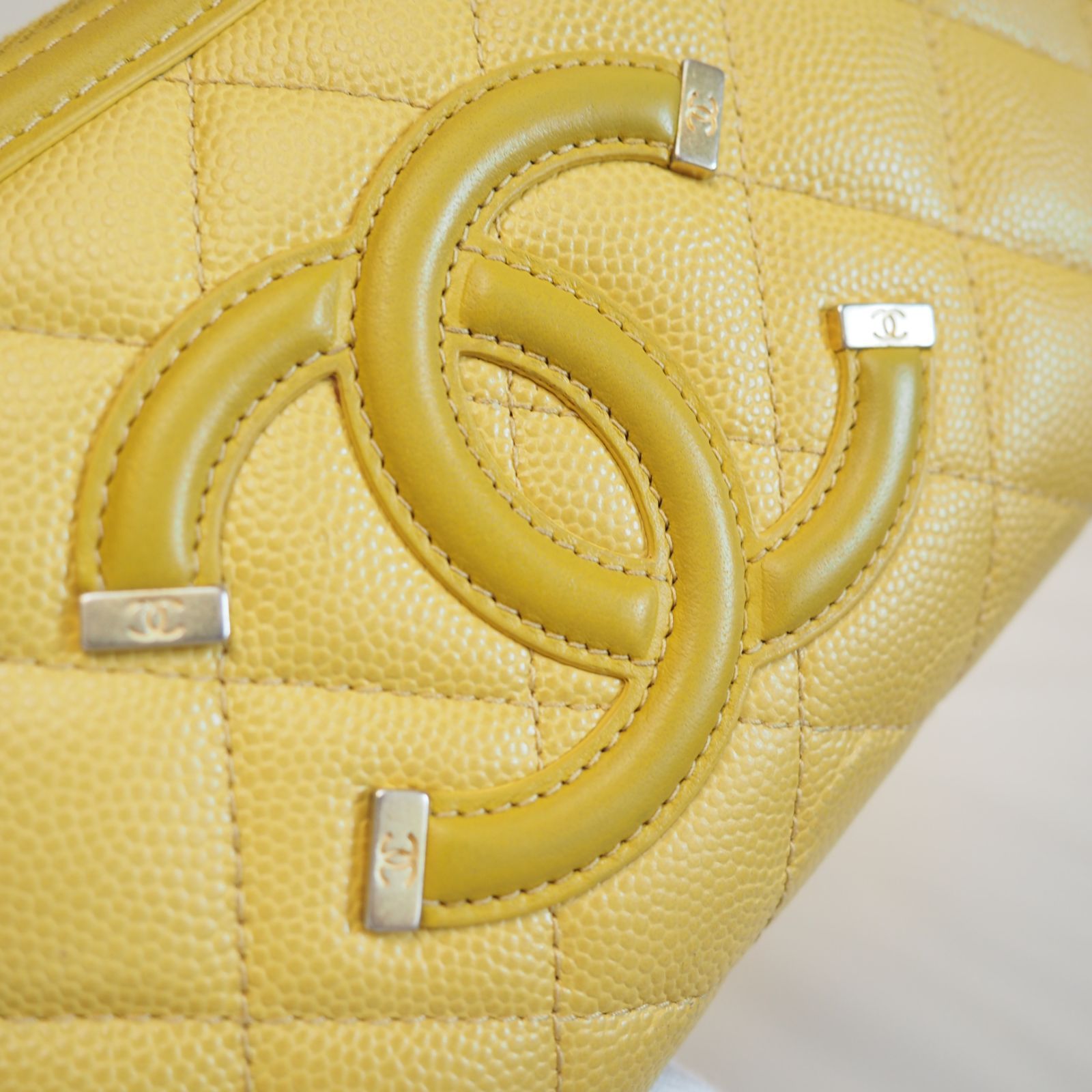 CHANEL シャネル フィリグリー イエロー ラウンド 財布 キャビア